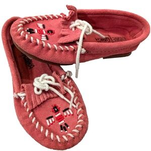 New‎ Condition Minnetonka Toddler Girl Moccasin Size 11 Pink Thunderbird Laces